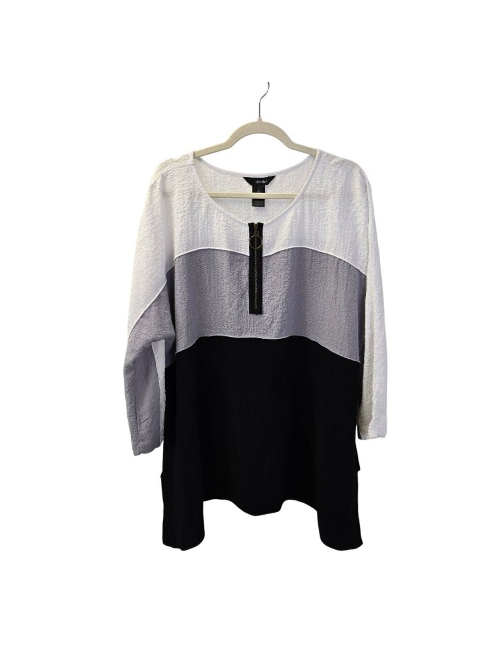 Ali Miles 3/4 Zip Color Block Gauzy Tunic Top w/Pockets Size Large